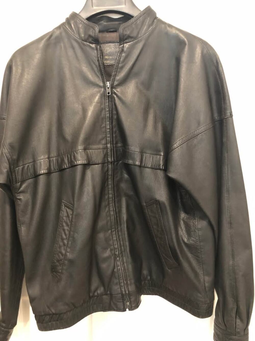 Vintage 80s/90s Anthony's Black Leather Bomber Jacket  Sz 16